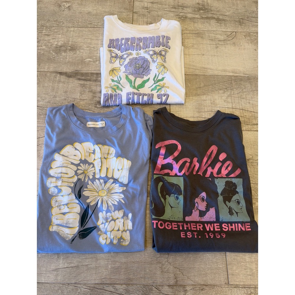 Abercrombie & Fitch Barbie Graphic T-Shirt Bundle Set of 3 Blue White Grey XL